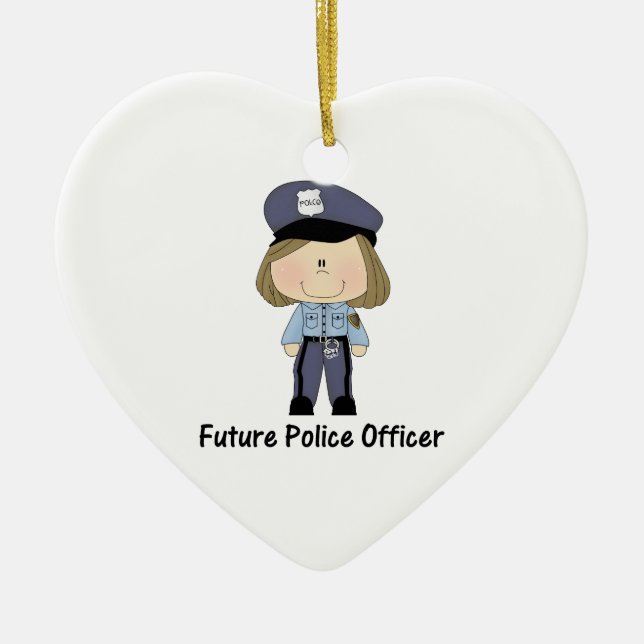 Ornement Cœur En Céramique futur policier (fille) (Devant)