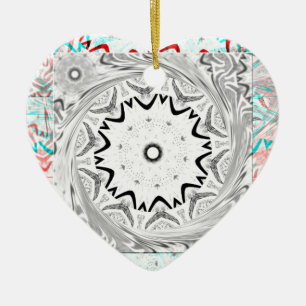 Ornement Cœur En Céramique Géométrie en cyan rose africain