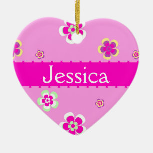Ornement Cœur En Céramique Gepersonaliseerde bloemen patrot met nom