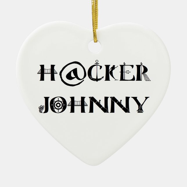 Ornement Cœur En Céramique hacker johnny (Devant)