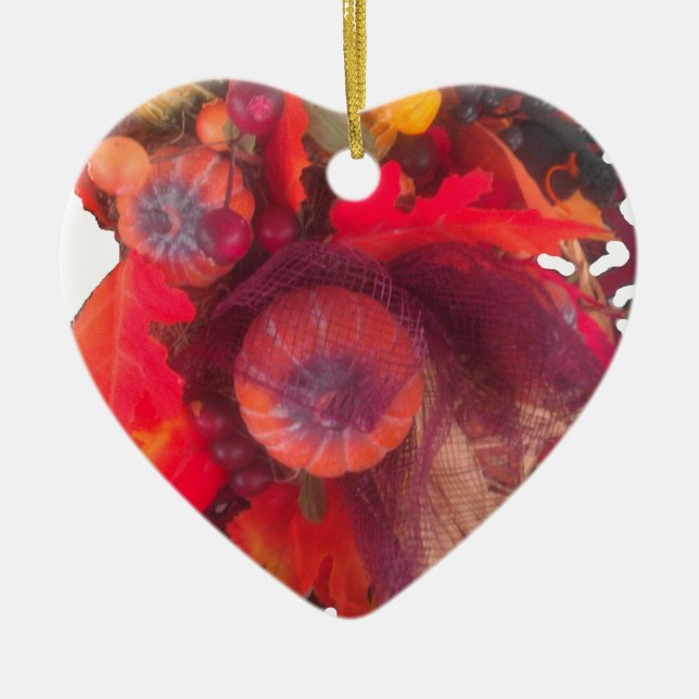 Ornement Cœur En Céramique Hakuna Matata Pumkin spécial Panier de fruits cade (Devant)