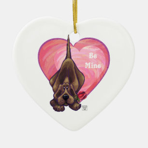 Ornement Cœur En Céramique Hound Dog Valentine's Day