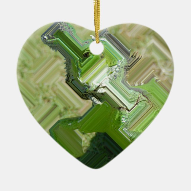 Ornement Cœur En Céramique Iguana verte (Devant)