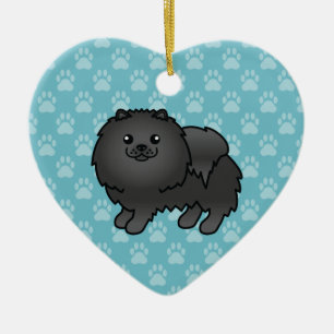 Ornement Cœur En Céramique Illustration de dessin animé de chien Pomeranian n
