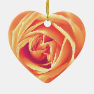Ornement Cœur En Céramique Impression rose orange doux
