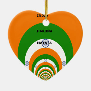 Ornement Cœur En Céramique Inde Cricket couleurs drapeau national HAKUNA MATA