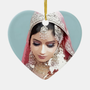 Ornement Cœur En Céramique Indian bride