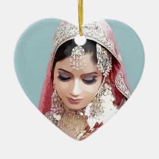 Ornement Cœur En Céramique Indian bride