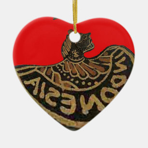 Ornement Cœur En Céramique Indonésie Marionnette Javanaise Art culturel