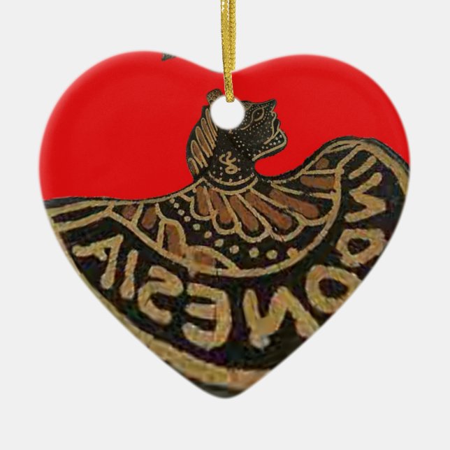 Ornement Cœur En Céramique Indonésie Marionnette Javanaise Art culturel (Devant)