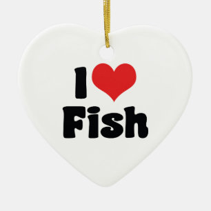 Ornement Cœur En Céramique J'adore les poissons à coeur - Amoureux d'aquarium