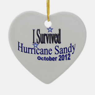 Ornement Cœur En Céramique J'ai survécu à l'ornement de Sandy d'ouragan