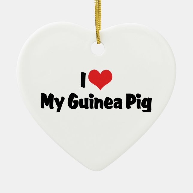 Ornement Cœur En Céramique J'aime Coeur Mon Cochon De Guinée (Devant)