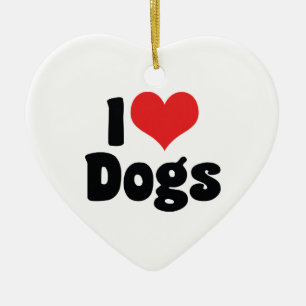 Ornement Cœur En Céramique J'aime les chiens à cœur - Amateur de chiens canin
