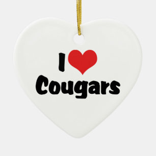 Ornement Cœur En Céramique J'aime les cougars au cœur