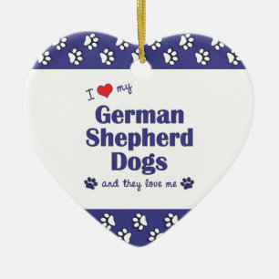 Ornement Cœur En Céramique J'aime mes chiens de berger allemand (les chiens