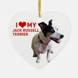 Ornement Cœur En Céramique J'aime mon Jack Russell Terrier