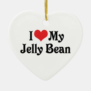 Ornement Cœur En Céramique J'Aime Mon Jelly Bean