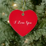 Ornement Cœur En Céramique Je t'aime Valentines Jour Noël Coeur rouge<br><div class="desc">Personnalisé, personnalisé, beau, romantique, coeur rouge forme ornement céramique, pour professer votre amour, pour celui que vous aimez. Vous pouvez remplacer "I Love You" sur le devant et/ou le dos, par "I Love You" dans toute autre langue. Je t'aime (français), Te amo (espagnol), Amo-te (portugais), Ich liebe dich (allemand), Ti...</div>
