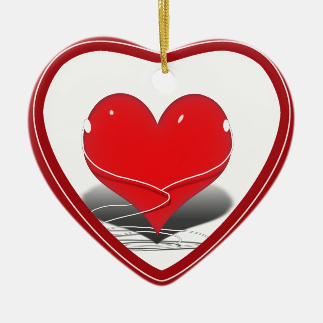 Ornement Cœur En Céramique J'écoute (Coeur Rouge) (Devant)