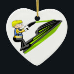 Ornement Cœur En Céramique Jet ski fan<br><div class="desc">Original design for jet ski fanatics. À fun illustration for summer and water sports.</div>