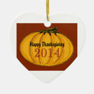 Ornement Cœur En Céramique jGibney blanc vert du BON THANKSGIVING 2014b le M