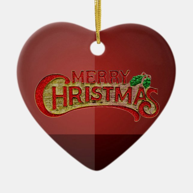 Ornement Cœur En Céramique Joyeux Noël (Devant)
