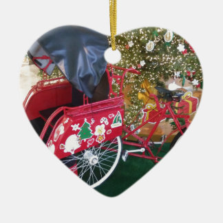 Ornement Cœur En Céramique Joyeux Noël de Bali Indonésie