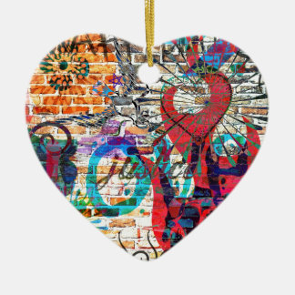 Ornement Cœur En Céramique Justice de graffiti