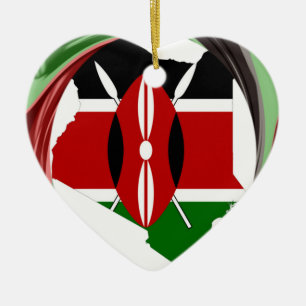 Ornement Cœur En Céramique Kenya Célébration drapeau coloré Carte vectorielle