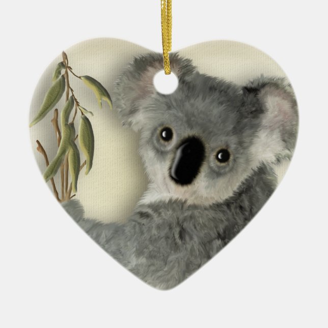Ornement Cœur En Céramique Koala mignon personnalisé (Devant)