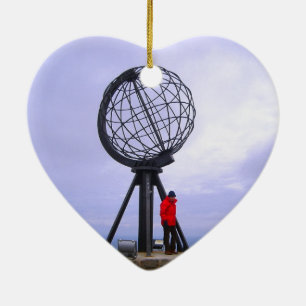 Ornement Cœur En Céramique La Norvège, cap du nord, symbole de globe