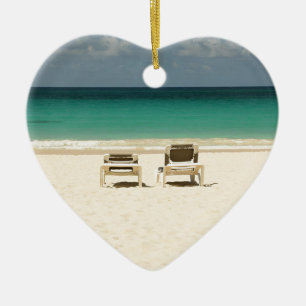 Ornement Cœur En Céramique La République Dominicaine de plage tropicale