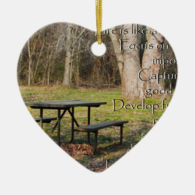 Ornement Cœur En Céramique la vie est comme un appareil-photo (Devant)