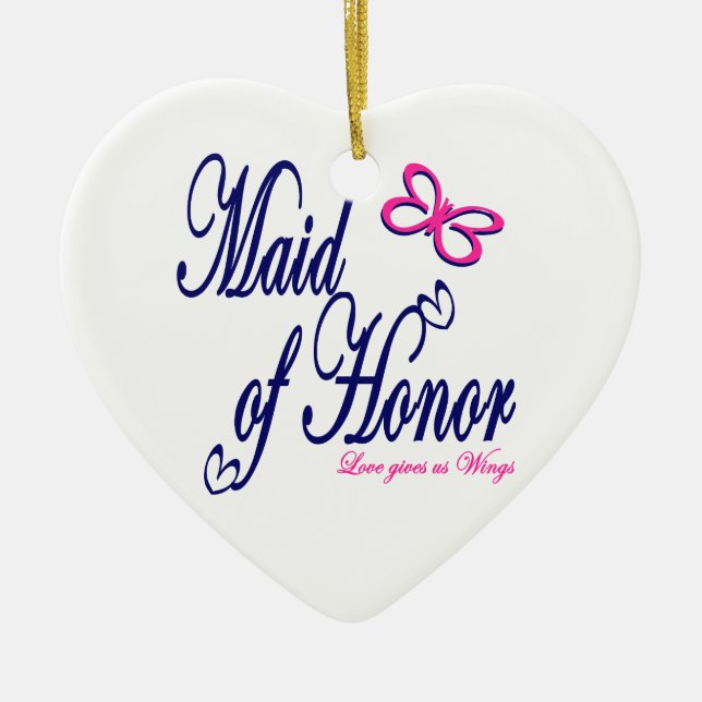 Ornement Cœur En Céramique L'amour nous donne des ailes (Devant)