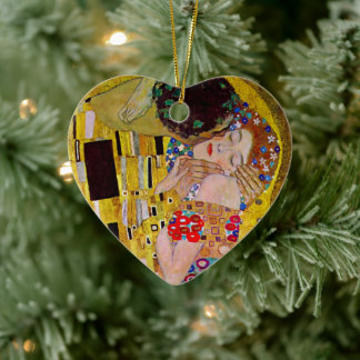 Ornement Cœur En Céramique Le baiser de Gustav Klimt, Art Nouveau Vintage