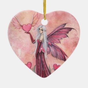 Ornement Cœur En Céramique Le cœur ornemental de la fée de la Saint-Valentin