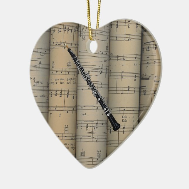 Ornement Cœur En Céramique Le ~ de hautbois a roulé le musical de ~ d'arrière (Gauche)