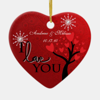 Ornement Cœur En Céramique Le mariage mignon a marié notre premier Noël