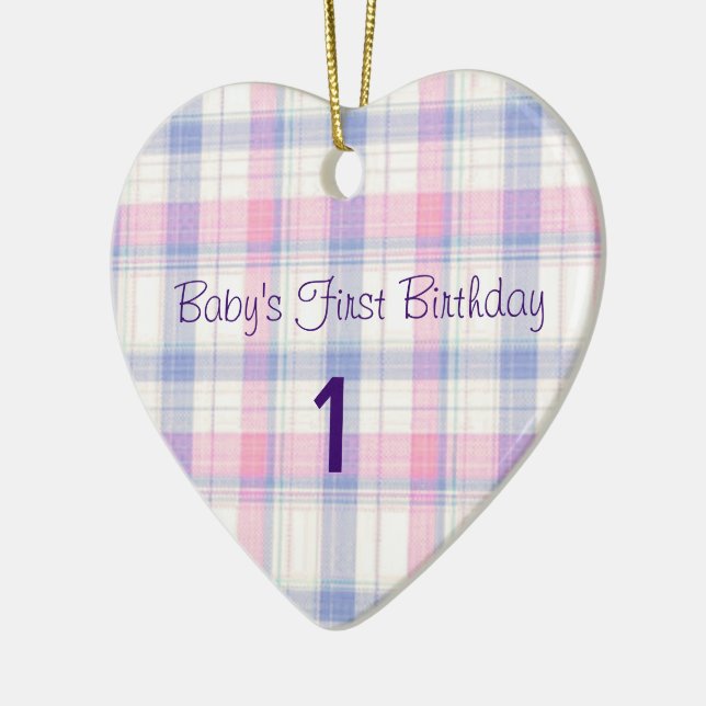 Ornement Cœur En Céramique Le premier anniversaire du bébé (Gauche)