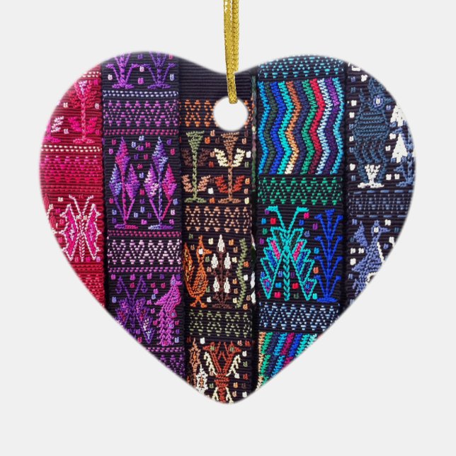 Ornement Cœur En Céramique Le superbe design guatémaltèque (Devant)