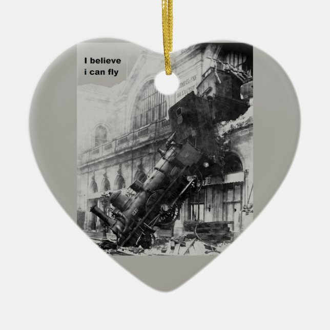 Ornement Cœur En Céramique le train croit qu'il peut voler (Devant)