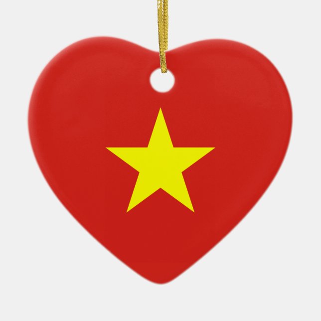 Ornement Cœur En Céramique Le Vietnam - drapeau vietnamien (Devant)