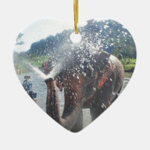 Ornement Cœur En Céramique L'eau de pulvérisation d'éléphant