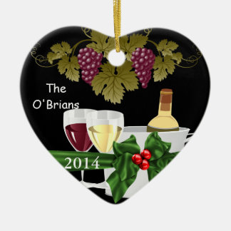ORNEMENT CŒUR EN CÉRAMIQUE LES AMATEURS DE VIN 2014 ORNEMENTENT PERSONNALISÉ
