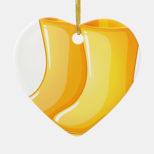 Ornement Cœur En Céramique Les bottes en caoutchouc jaune (Devant)