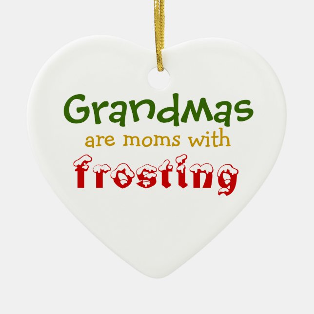 Ornement Cœur En Céramique Les grand-mamans sont des mamans avec le givrage (Devant)