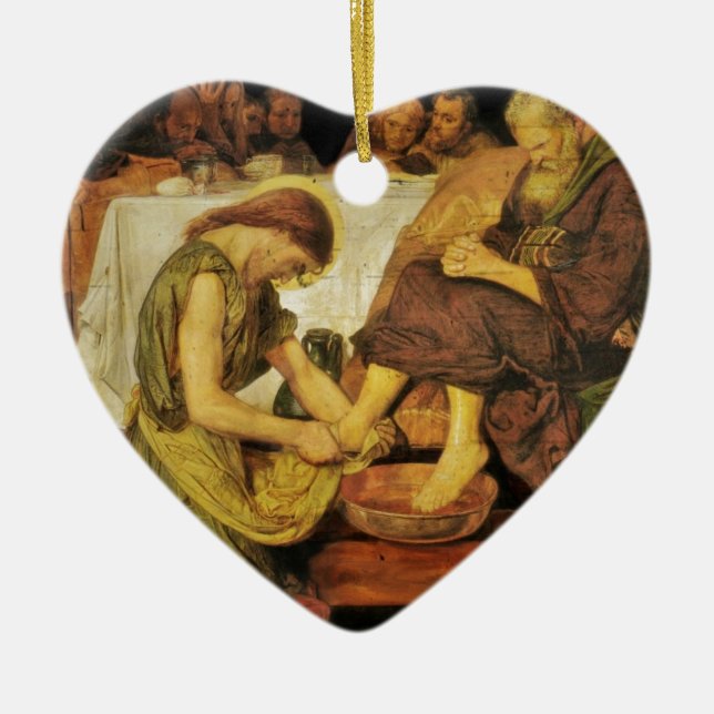 Ornement Cœur En Céramique Les pieds du disciple de Jésus (Devant)