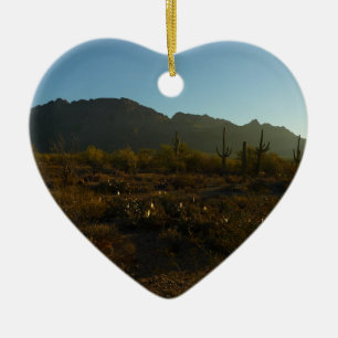 Ornement Cœur En Céramique Lever du soleil du Saguaro dans le parc national d