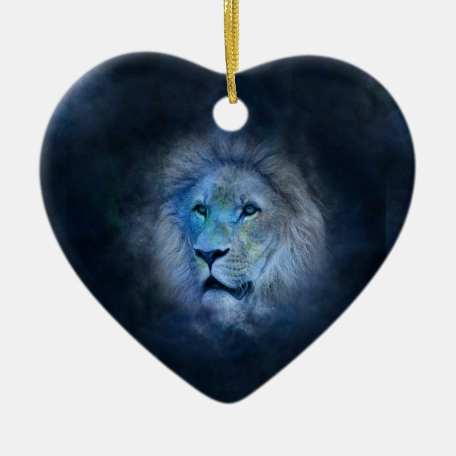 Ornement Cœur En Céramique lion leo (Devant)